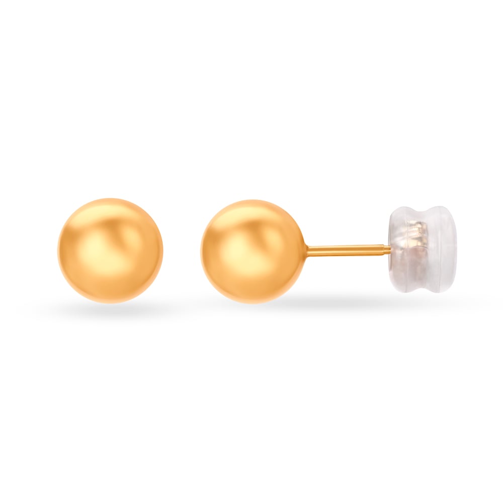 Round Button Gold Stud Earrings for Kids