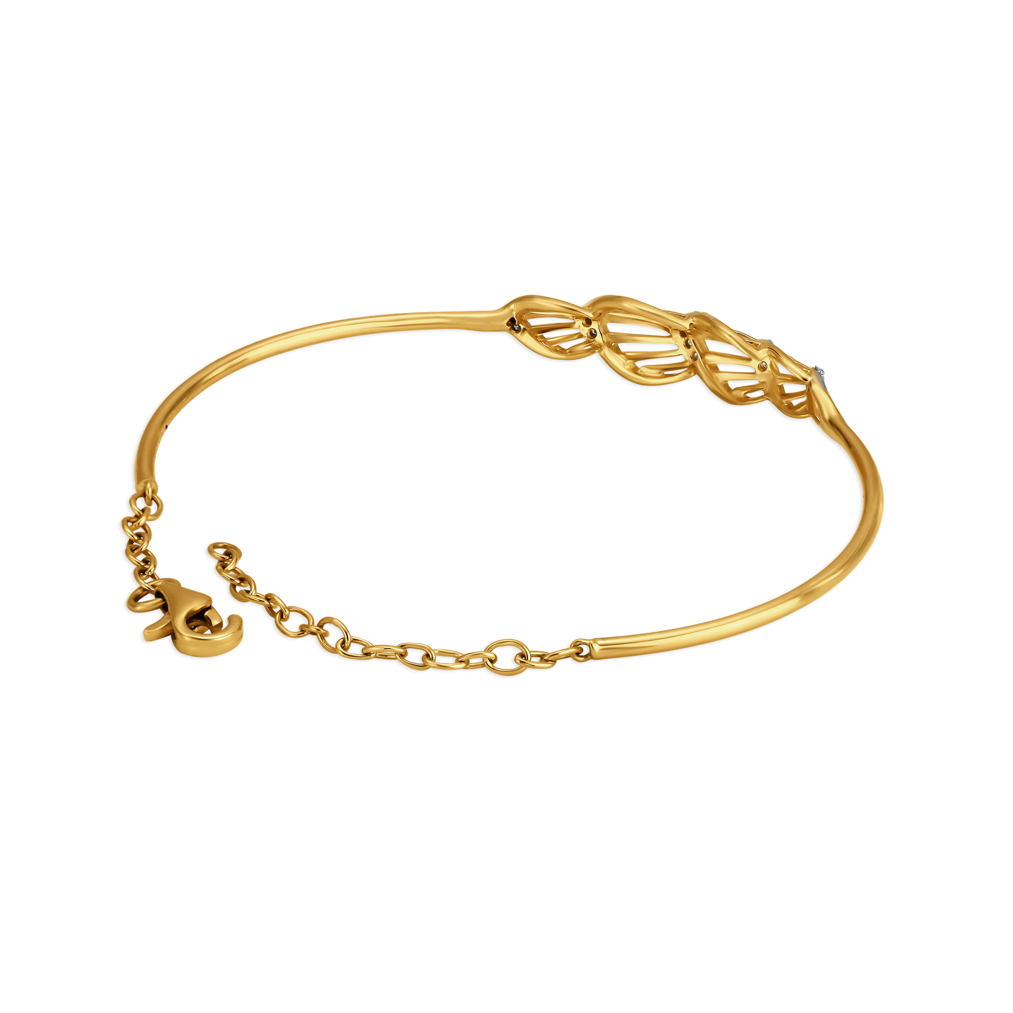 14KT Yellow Gold Diamond Oval Bangle With Teardrop Design,,hi-res image number null