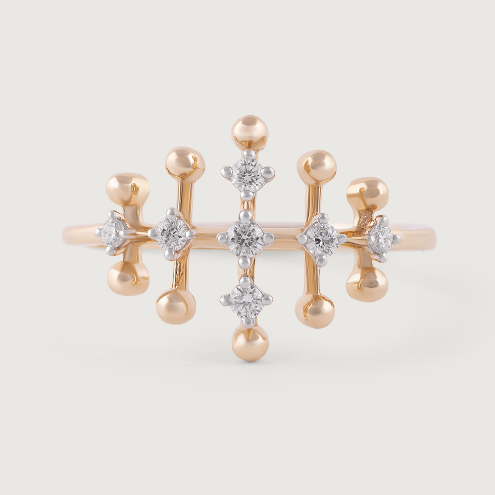 Retro Diva Gold & Diamond Finger Ring,,hi-res image number null