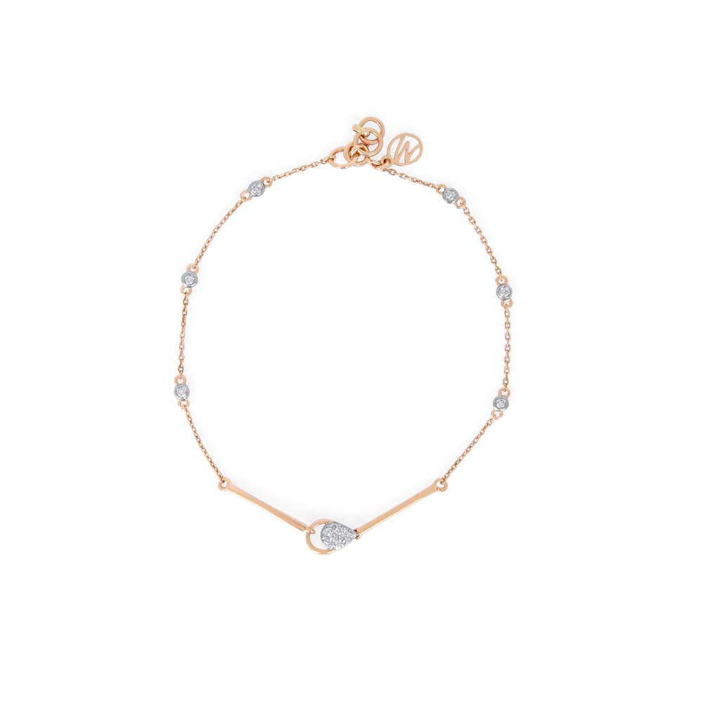 Mia By Tanishq 14kt Rose Gold Bangle with Cubic Zirconia Studded Charms