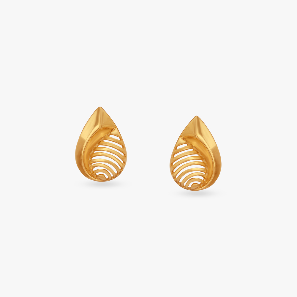 Luminous Curve Gold Stud Earrings,,hi-res image number null