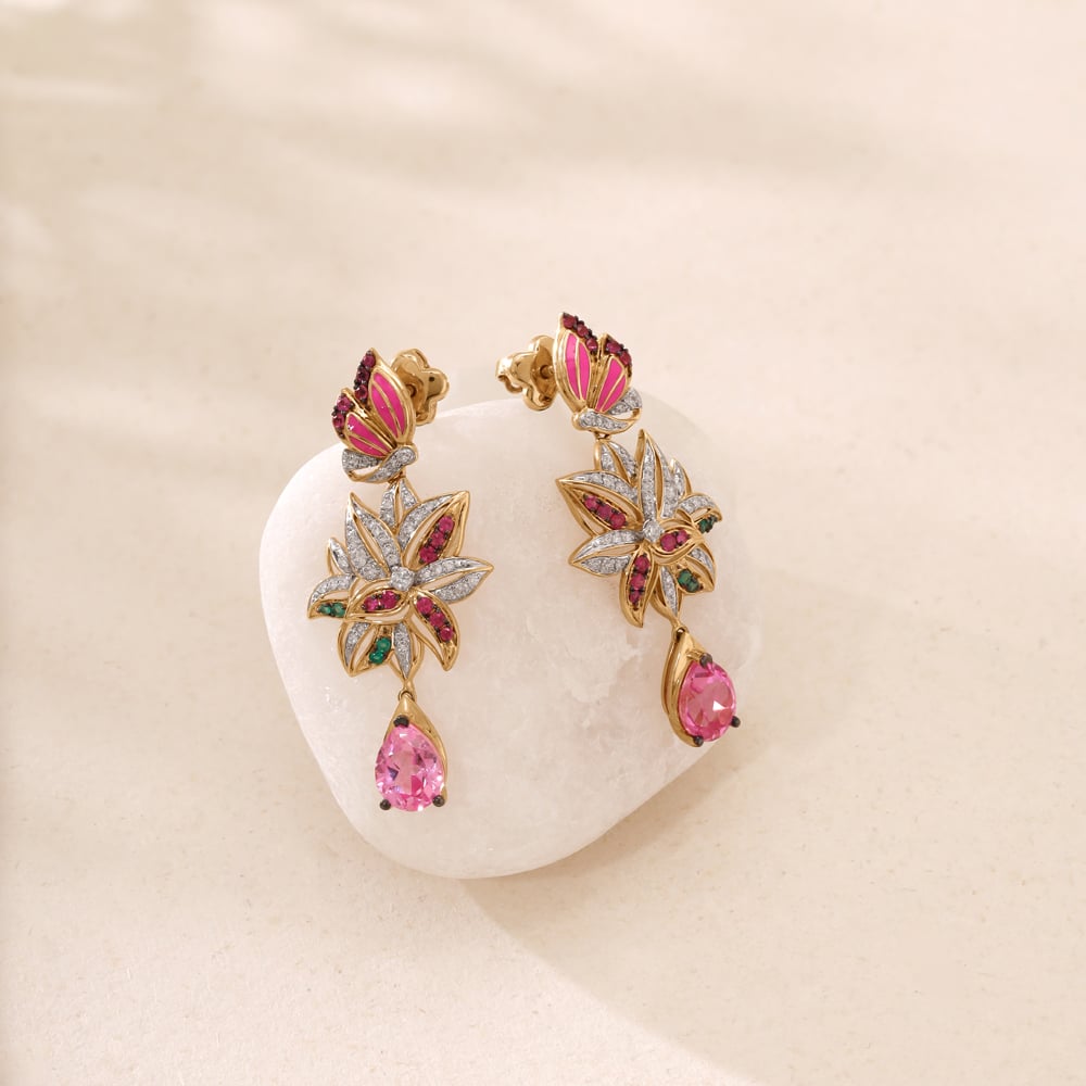 Blossoming Radiance Diamond Drop Earrings,,hi-res image number null