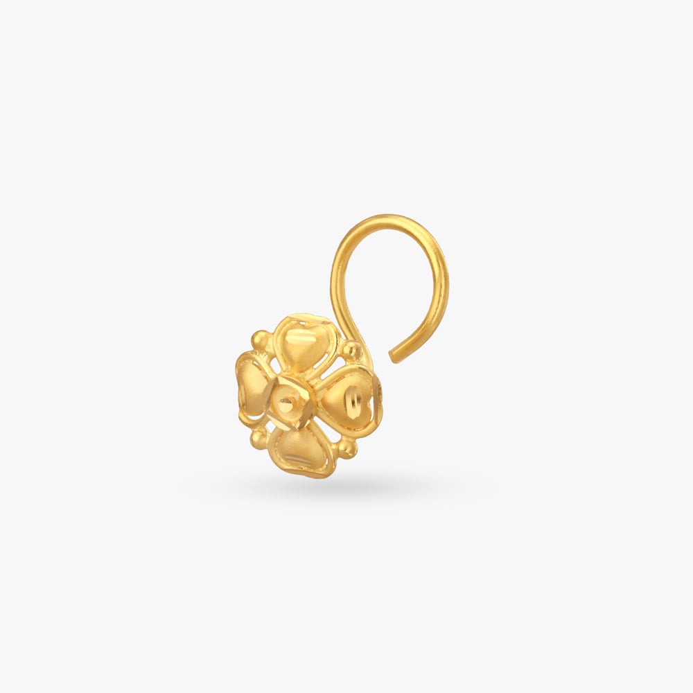 Heart Blossom Gold Nose Pin,,hi-res image number null