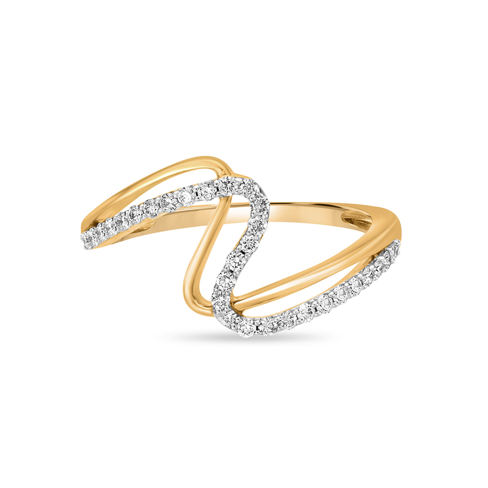 18KT Yellow Gold Curved Diamond Ring,,hi-res image number null