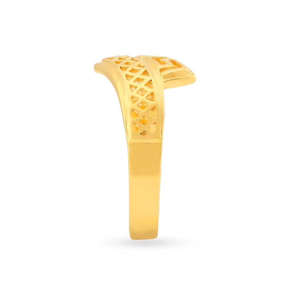 Intriguing 22 Karat Yellow Gold Mesh Patterned Finger Ring,,hi-res image number null