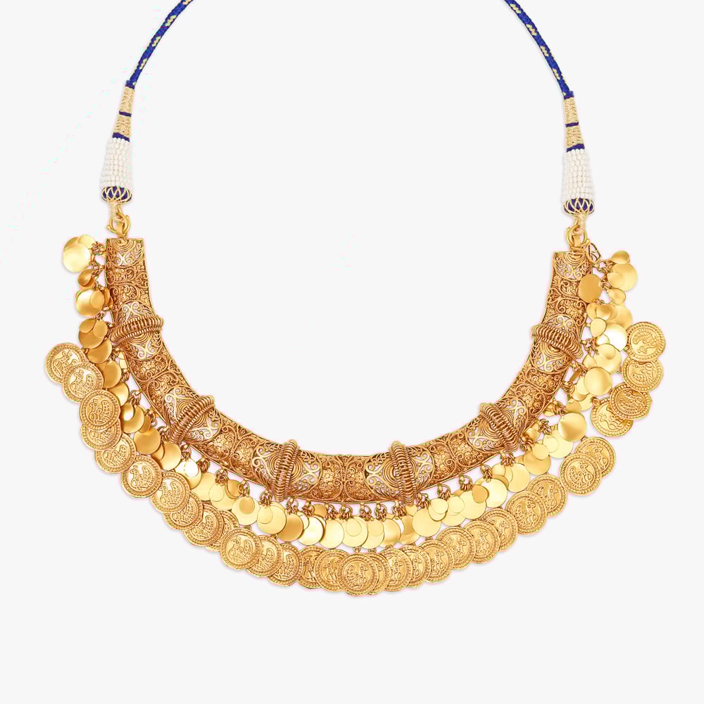 Radiant Thappa Work and Patterned Filigree Necklace Set,,hi-res image number null