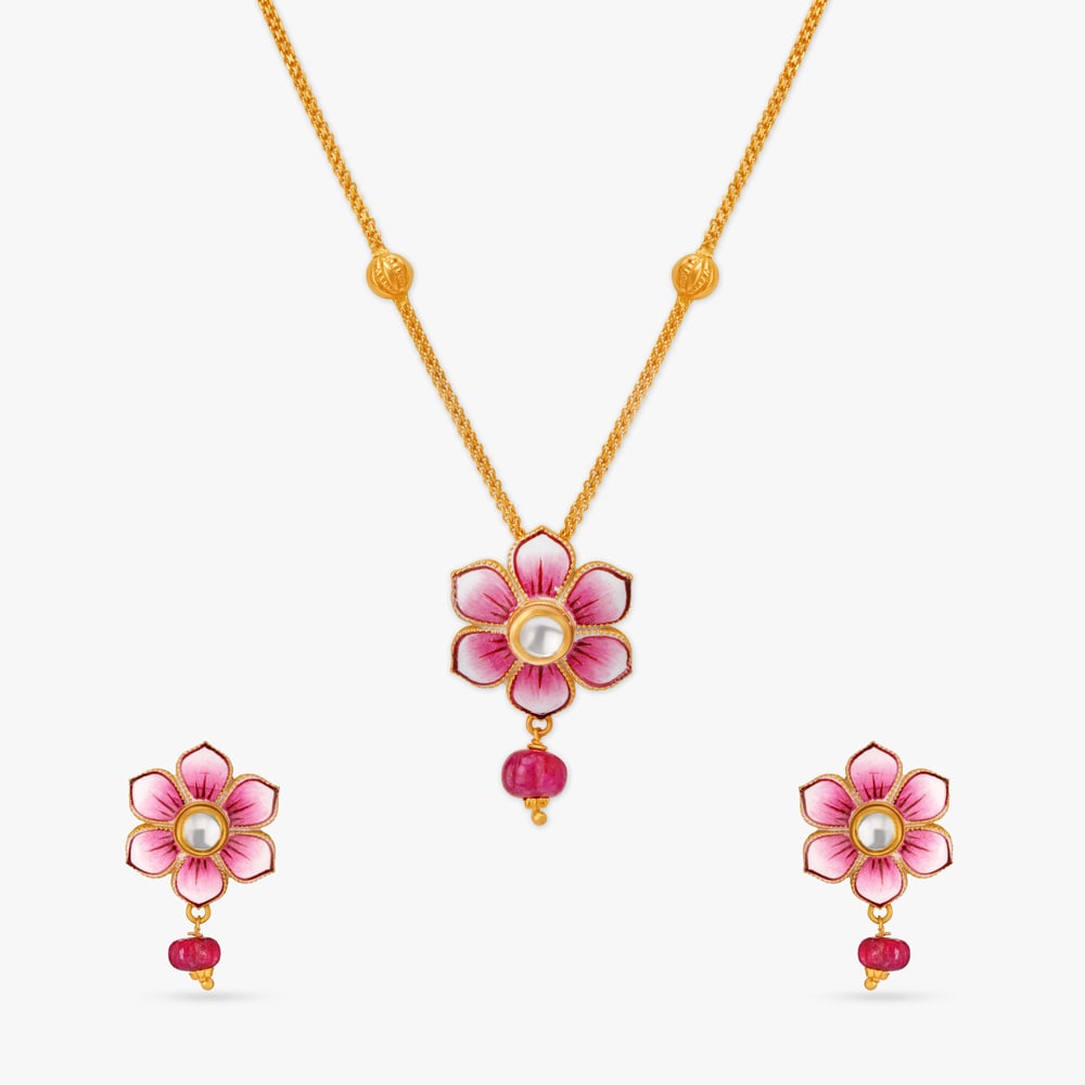 Pink Bloom Necklace Set