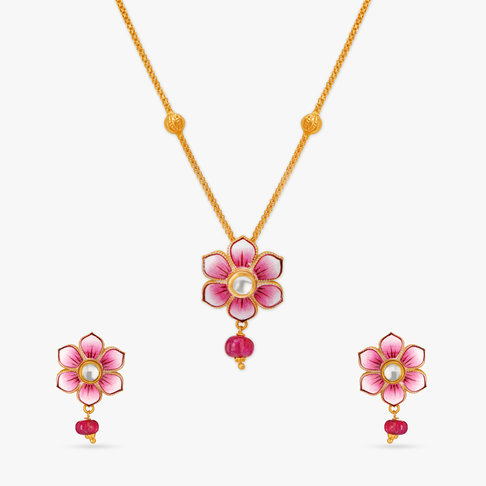 

Pink Bloom Necklace Set