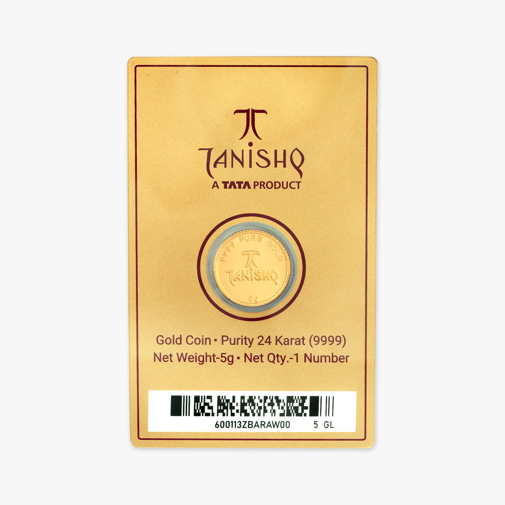5 gram 24 Karat Gold Coin with Ganesha-Lakshmi Motif,,hi-res image number null