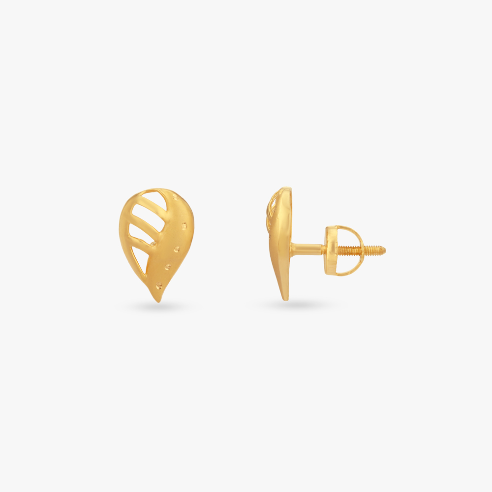 Whispering Leaf Gold Stud Earrings,,hi-res image number null