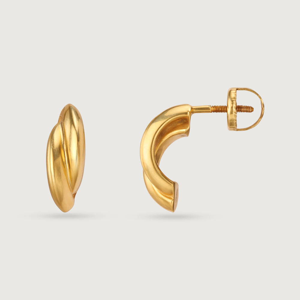 22KT Yellow Gold Sharp Stylish Stud Earrings,,hi-res image number null