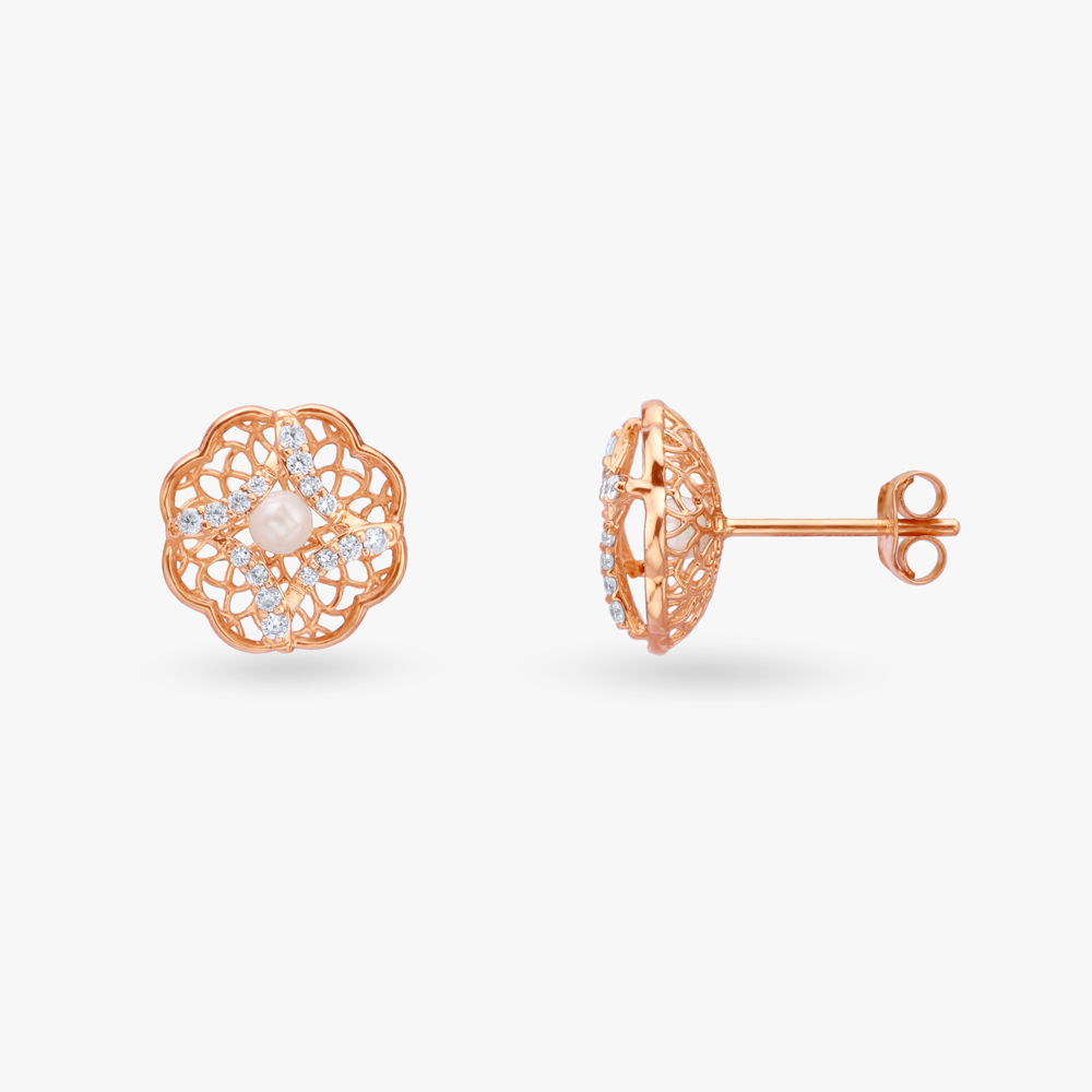 Floral Fusion Diamond Stud Earrings,,hi-res image number null