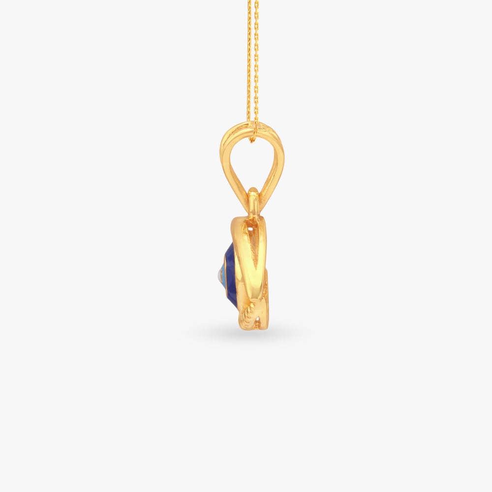Enamel Iris Gold Pendant,,hi-res image number null