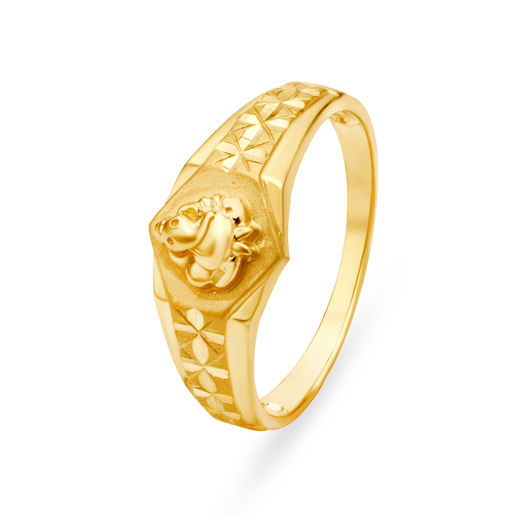 Spiritual 22 Karat Yellow Gold Lord Ganesha Ring