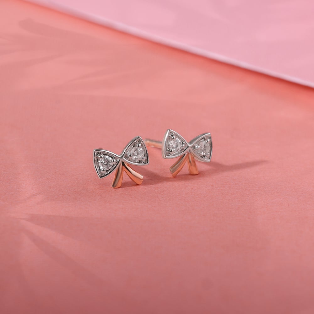 14KT Rose Gold Opulent Floral Twist Diamond Stud Earring,,hi-res image number null