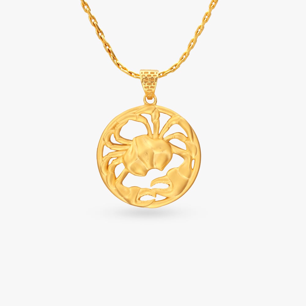 Cancer Zodiac Gold Pendant,,hi-res image number null