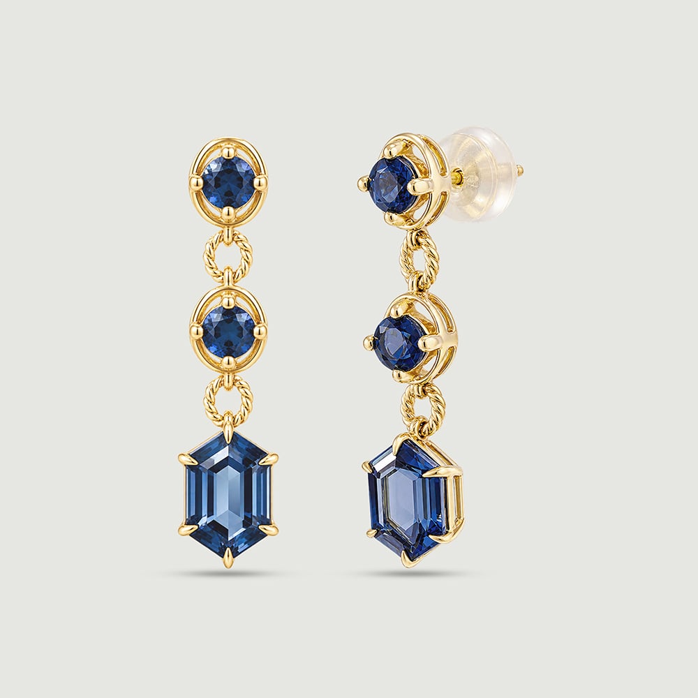 Shiny Blue Topaz Gold Drop Earrings,,hi-res image number null
