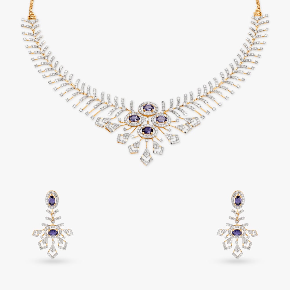 Ornate Opulence Natural diamond Necklace Set,,hi-res image number null