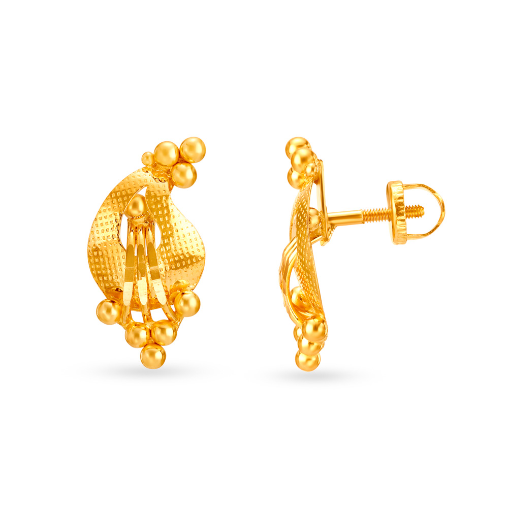 Stunning Paisley Gold Stud Earrings,,hi-res image number null