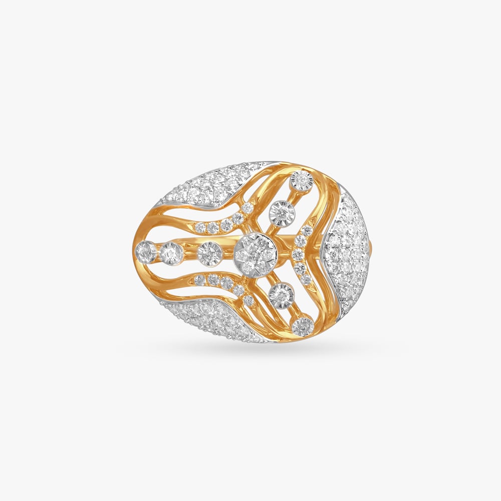 Sculpted Serenity Diamond Finger Ring,,hi-res image number null