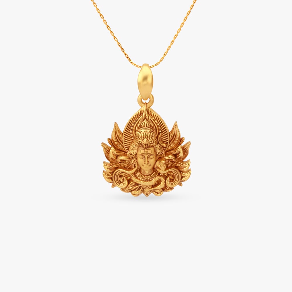Shiva Sculpt Gold Pendant,,hi-res image number null