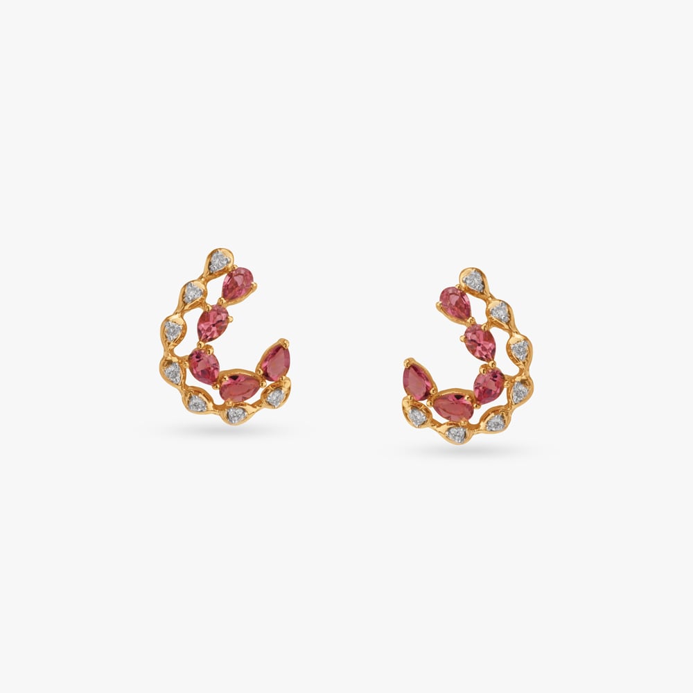Bloom Arc Diamond Stud Earrings,,hi-res image number null