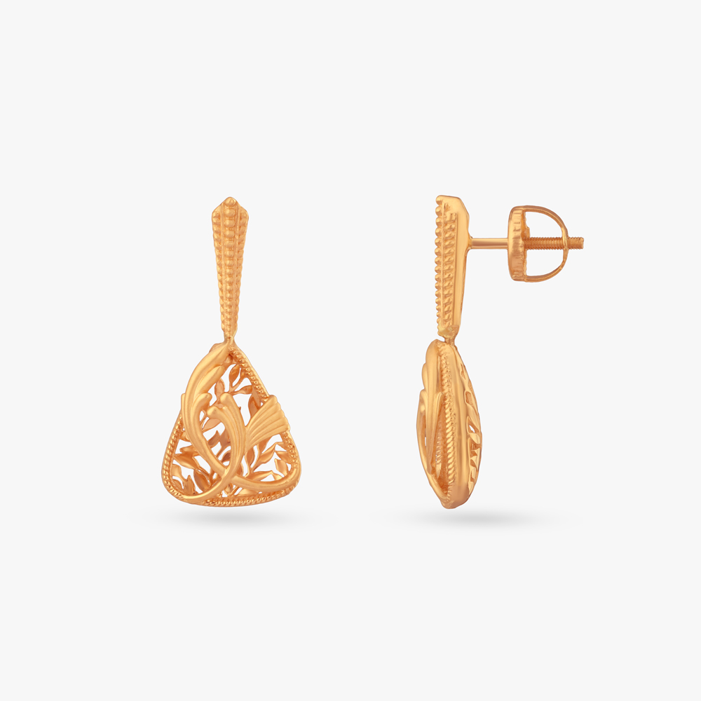 Floral Trace Gold Drop Earrings,,hi-res image number null