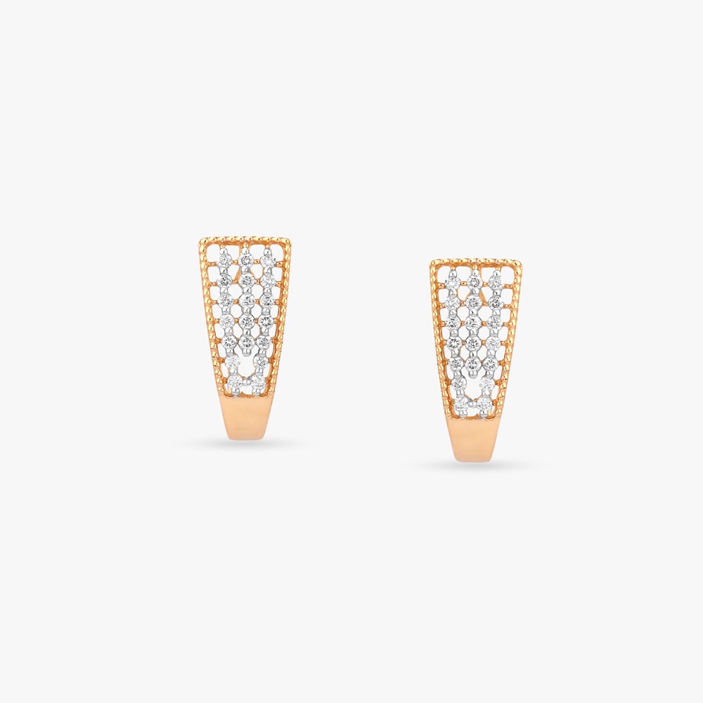 Floral Taper Diamond Gold Hoop Earrings,,hi-res image number null
