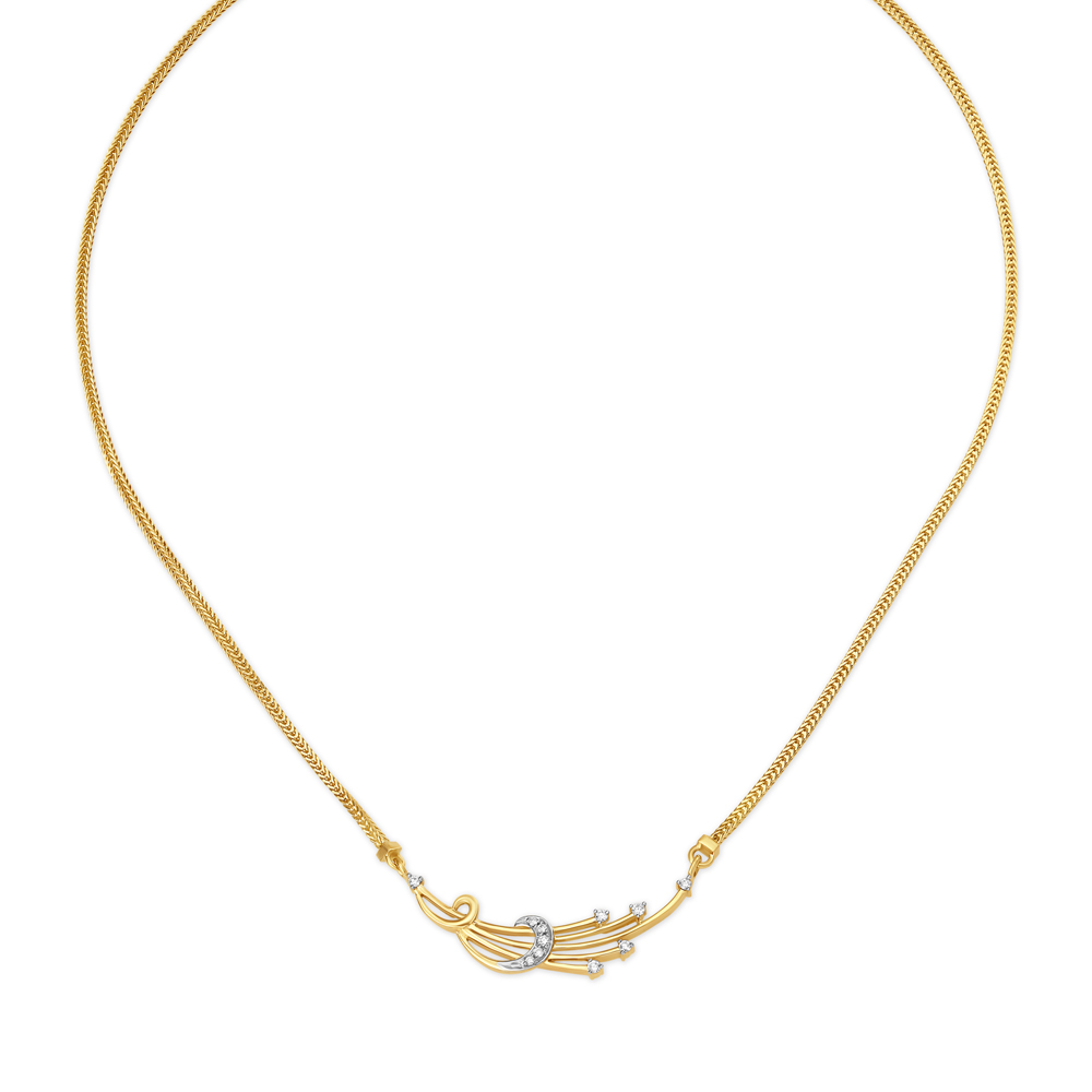 Bold Feather Diamond and Gold Necklace,,hi-res image number null