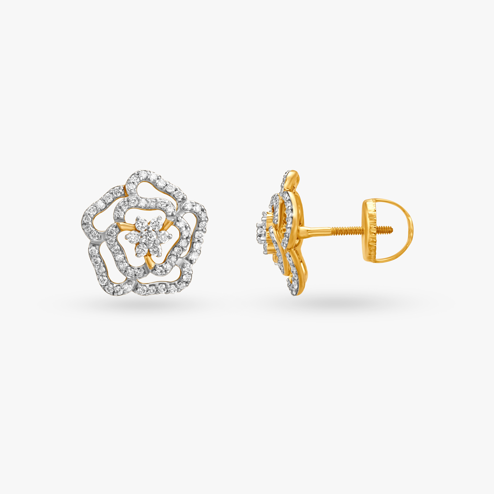 Fancy Flowers Diamond Stud Earrings,,hi-res image number null