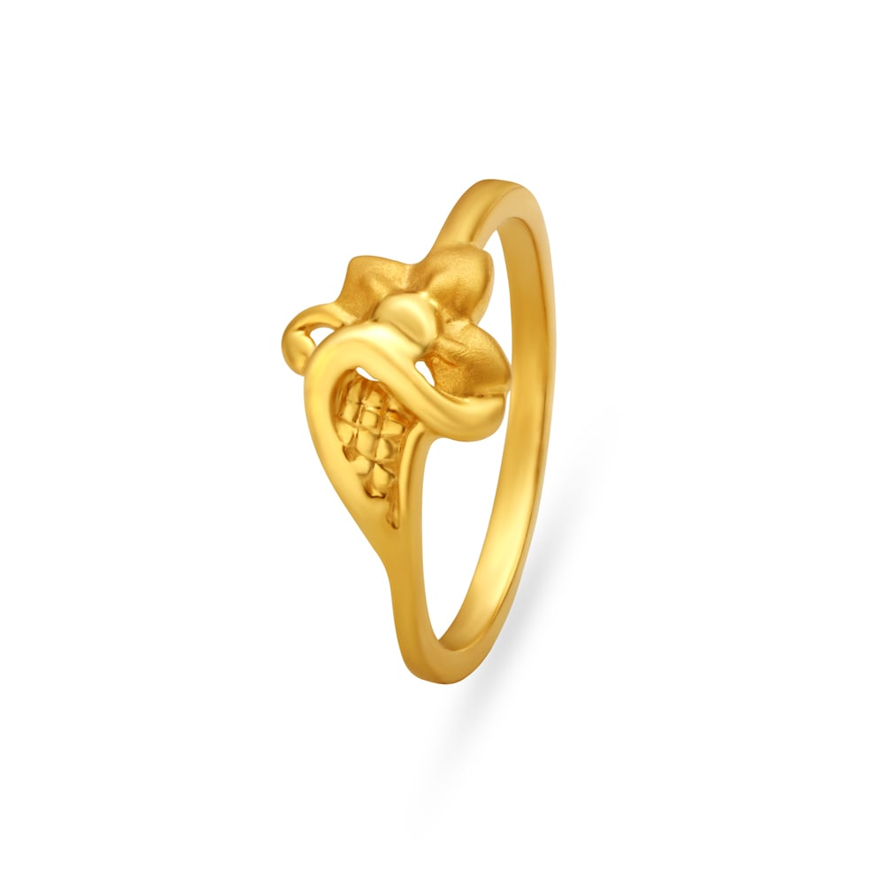Winsome Floral Gold Finger Ring For Kids