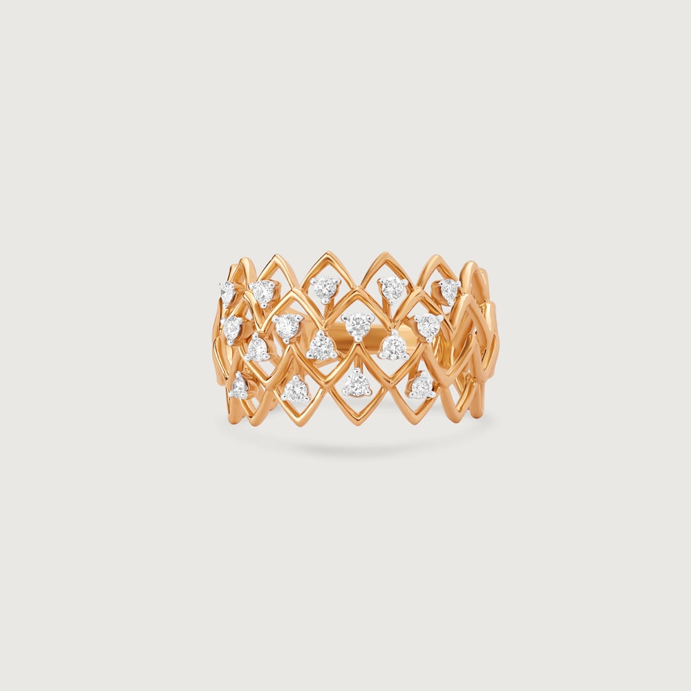 Zigzag Shine Gold & Diamond Finger Ring,,hi-res image number null
