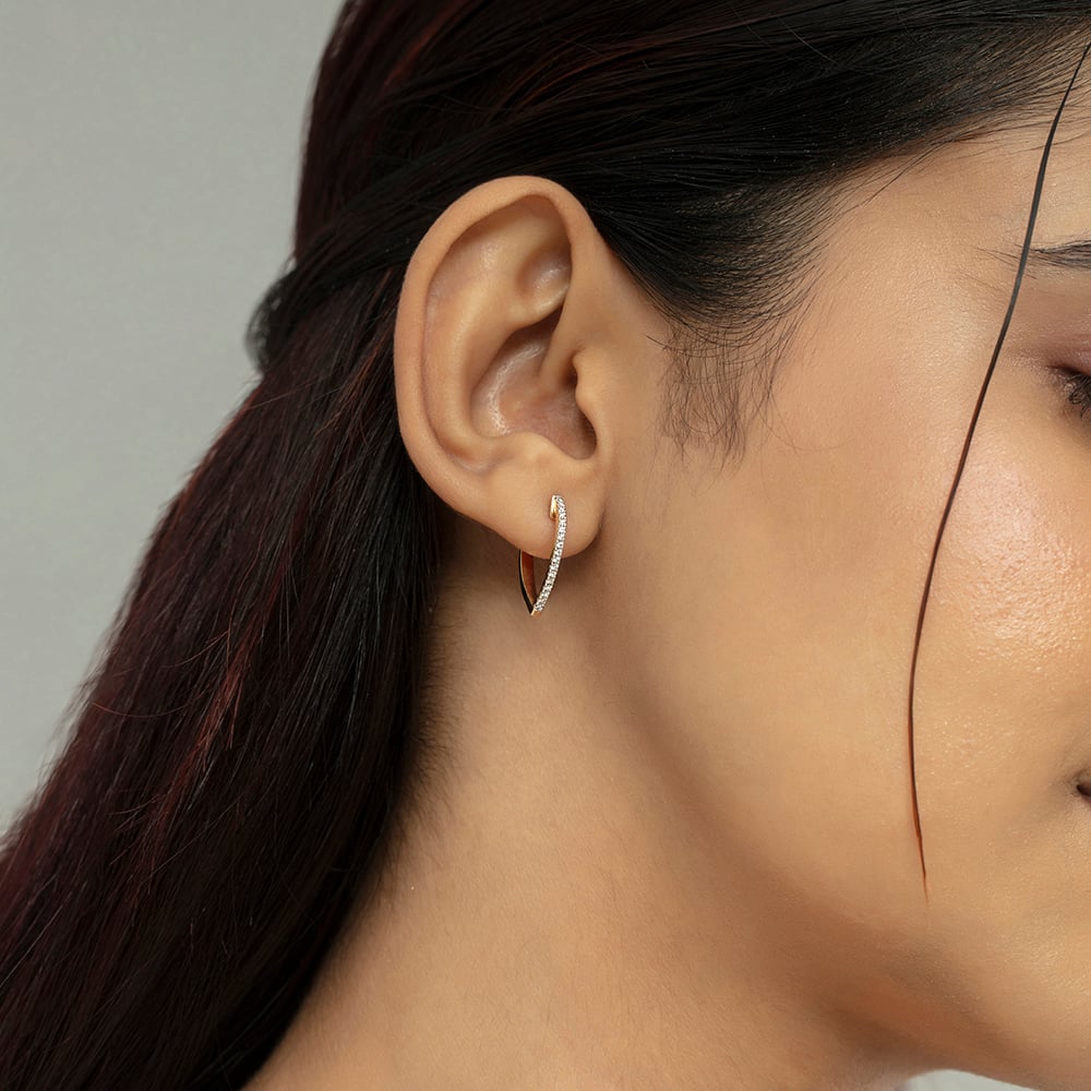 Edgy Luxe Gold & Diamond Hoop Earrings,,hi-res image number null