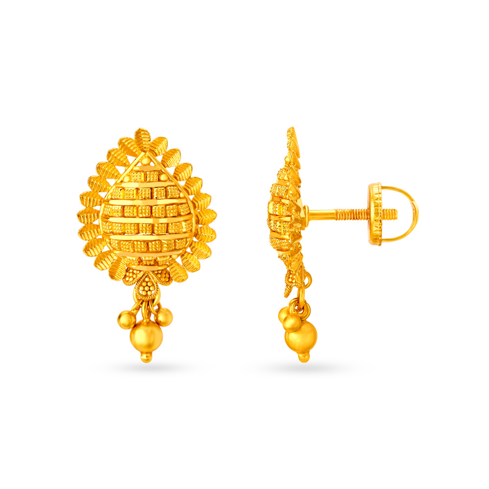 Charming Pear Shape Gold Drop Earrings,,hi-res image number null
