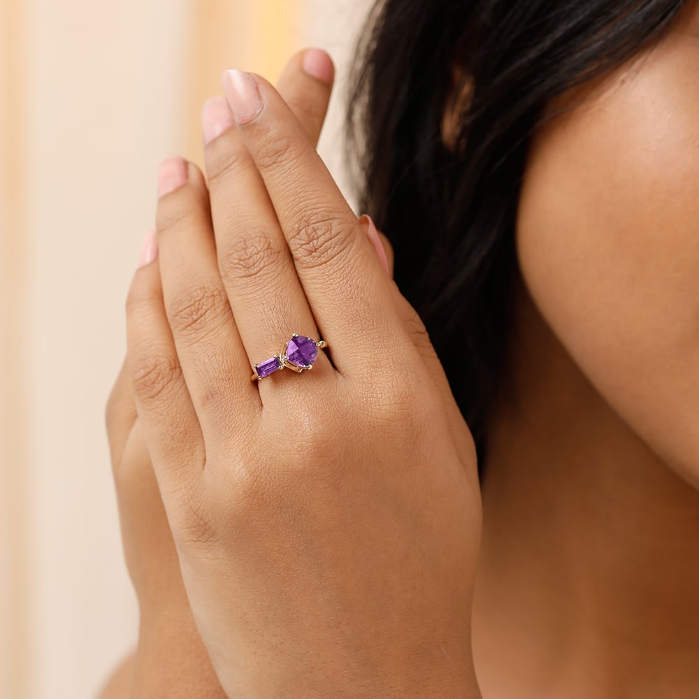 Sovereign Sparkle 14KT Amethyst  Finger Ring,,hi-res image number null