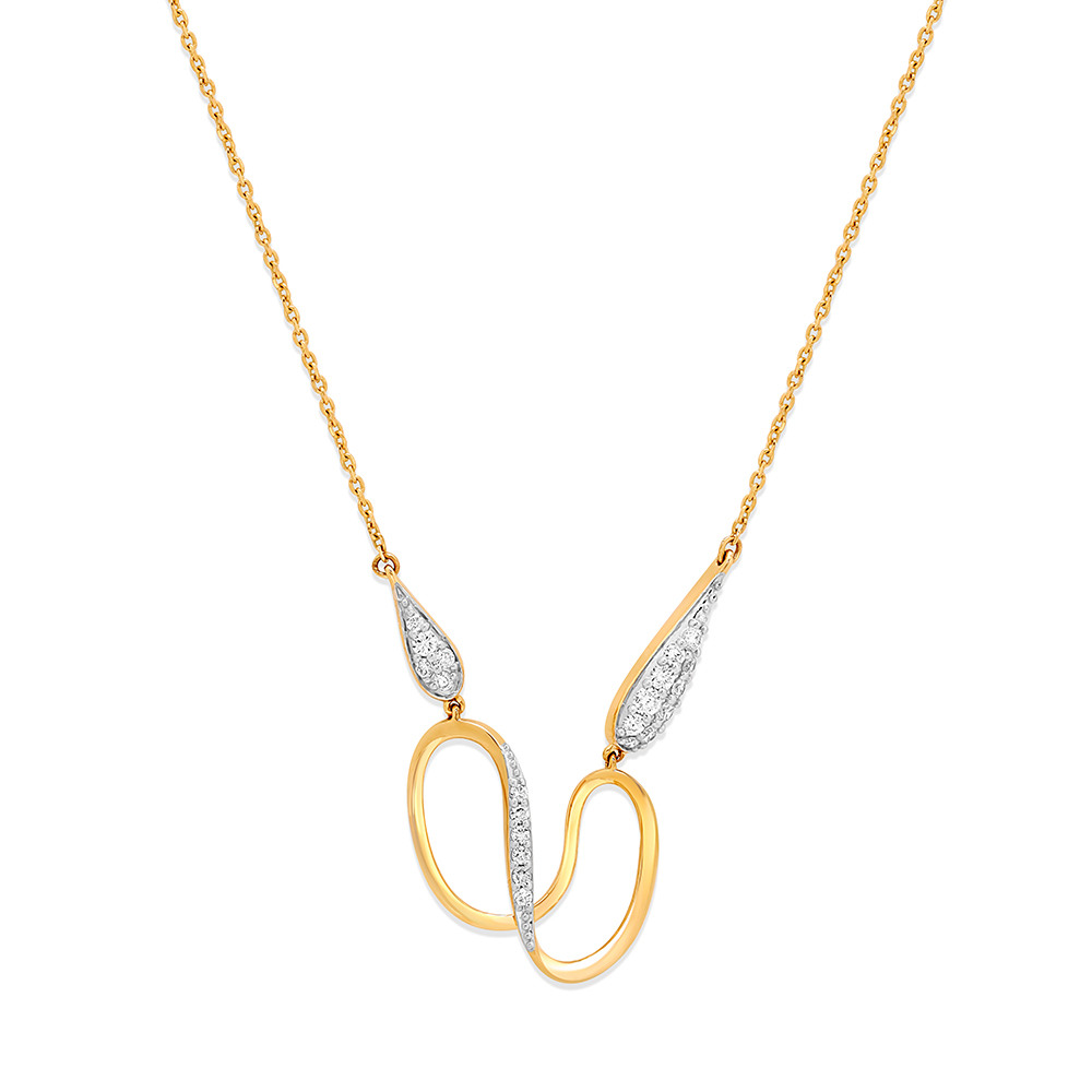 14KT Yellow Gold Minimal Wavy Pendant with Chain,,hi-res image number null