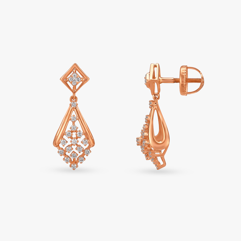 Glimmering Grid Diamond Drop Earrings,,hi-res image number null