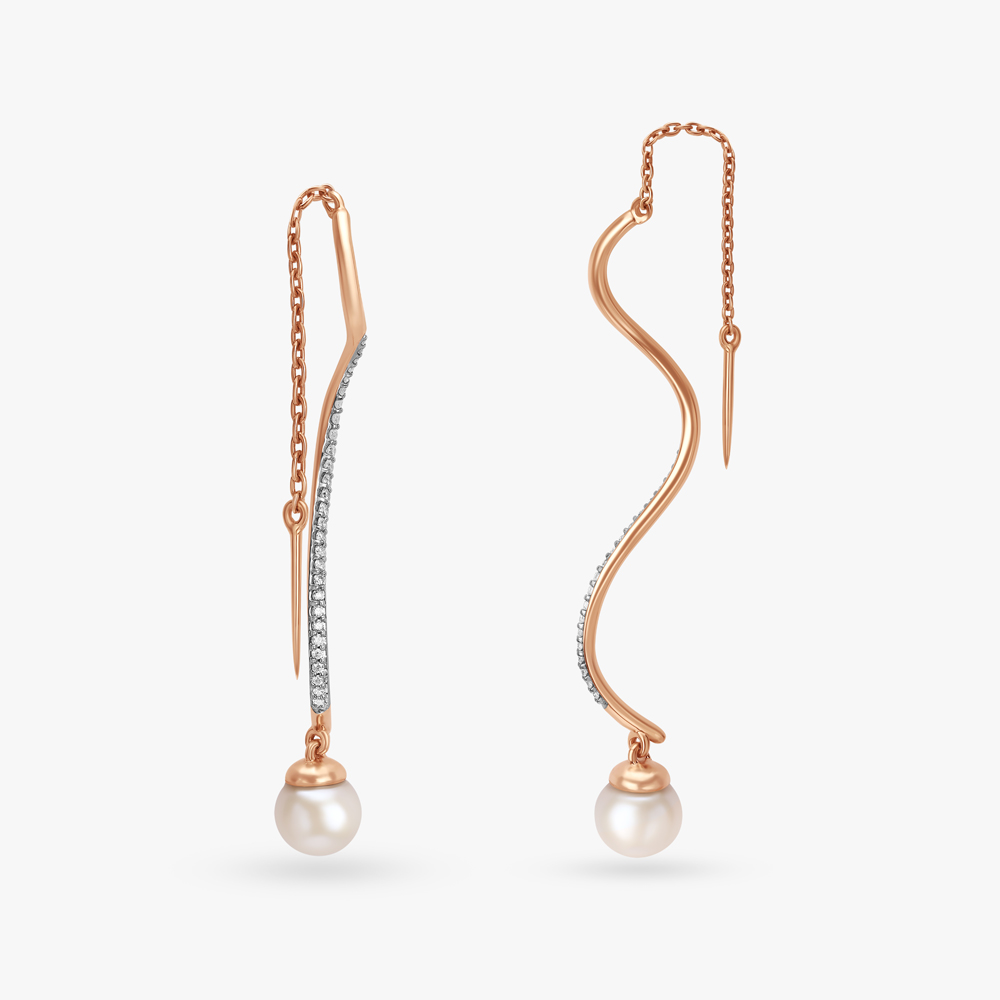 Pearl Drop Sui Dhaga Diamond Earrings,,hi-res image number null
