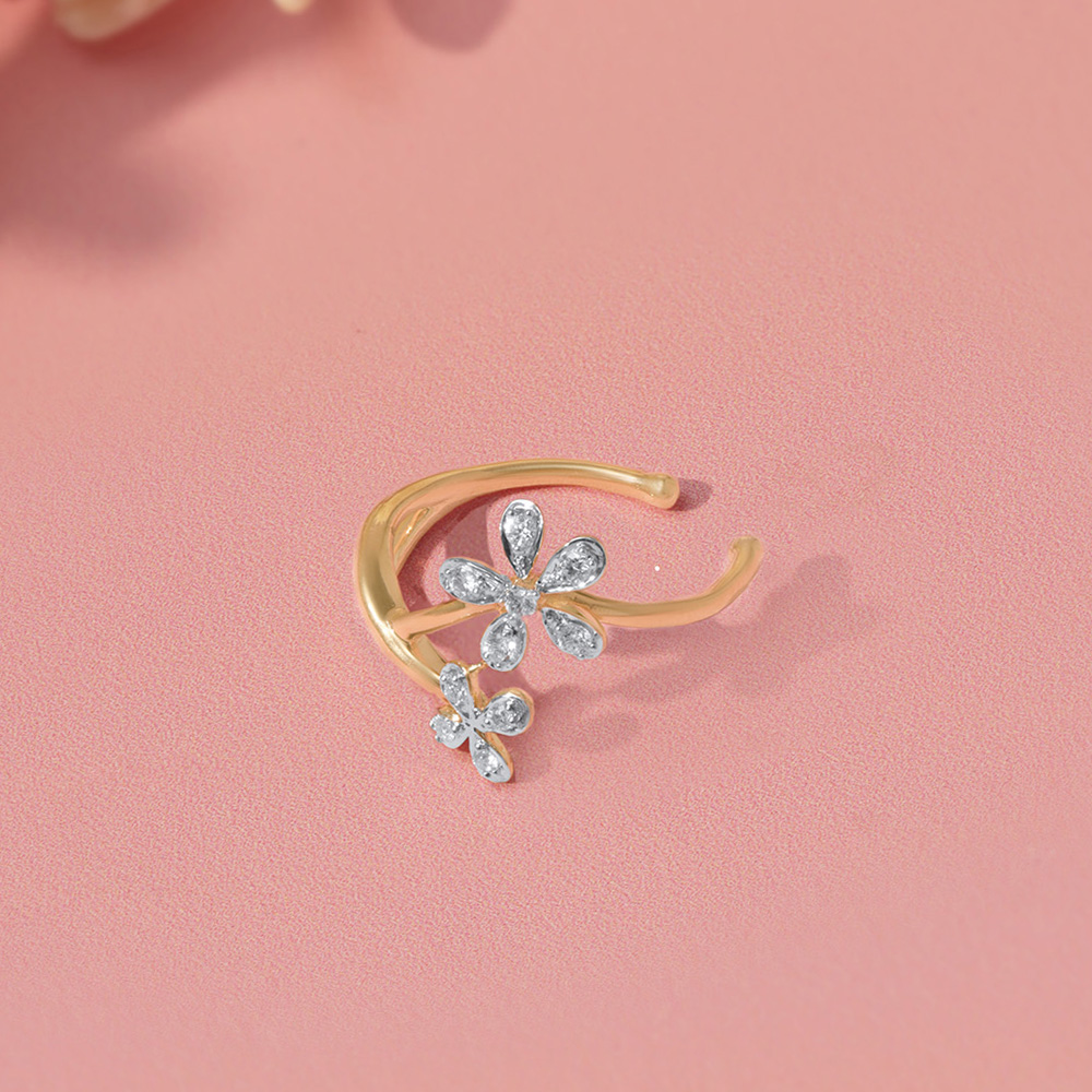 Daisy Charm Diamond Earcuff,,hi-res image number null