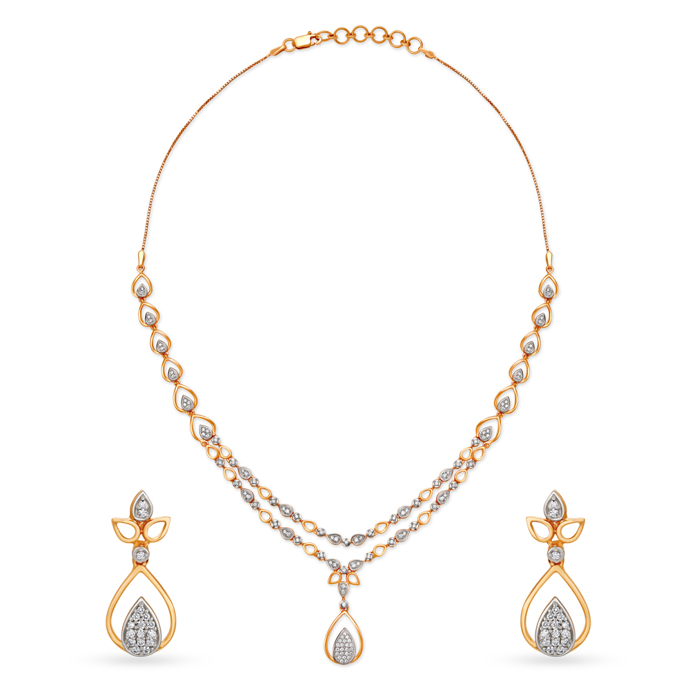 Elegant Rose Gold and Diamond Necklace Set,,hi-res image number null
