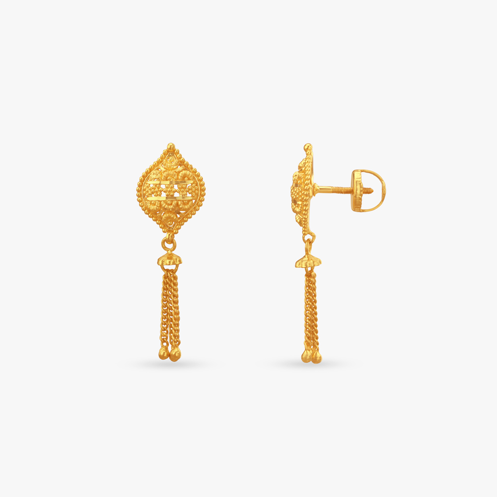 

Statement Shield Gold Drop Earrings