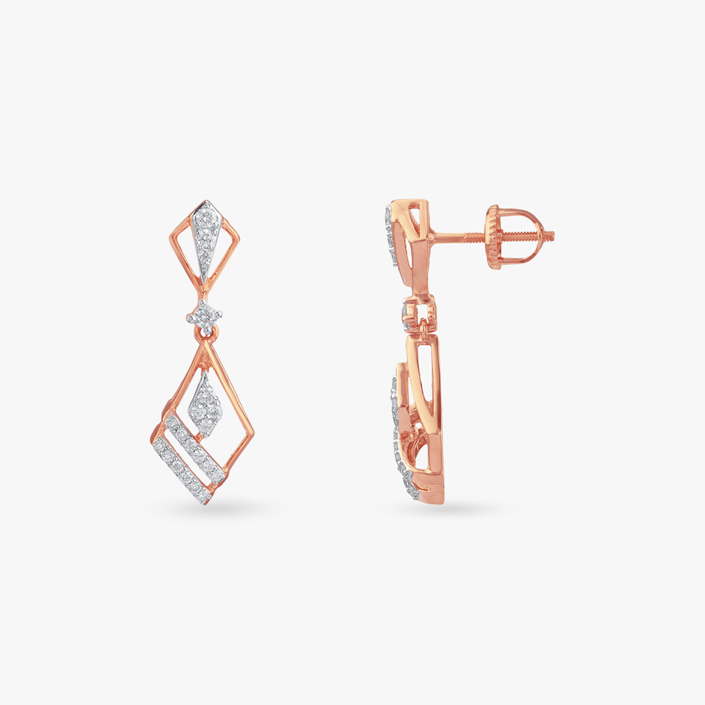 Geometric Grace Diamond Drop Earrings,,hi-res image number null