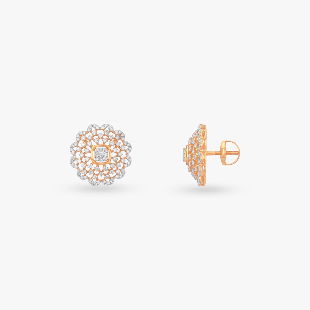 Rosette Reverie Diamond Stud Earrings,,hi-res image number null