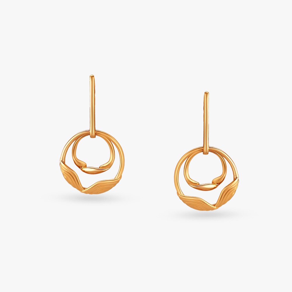 Circular Elegance Gold Pendant and Earrings Set,,hi-res image number null