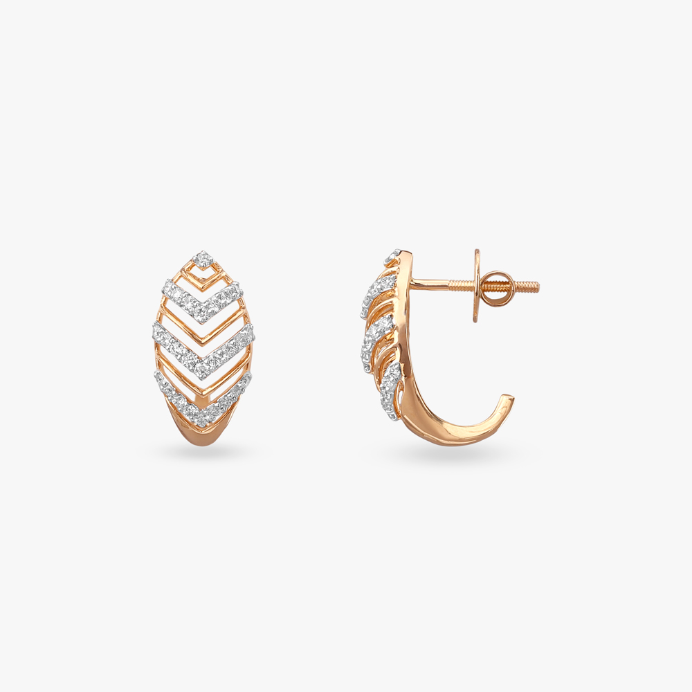 Chevron Radiance Diamond Hoop Earrings,,hi-res image number null
