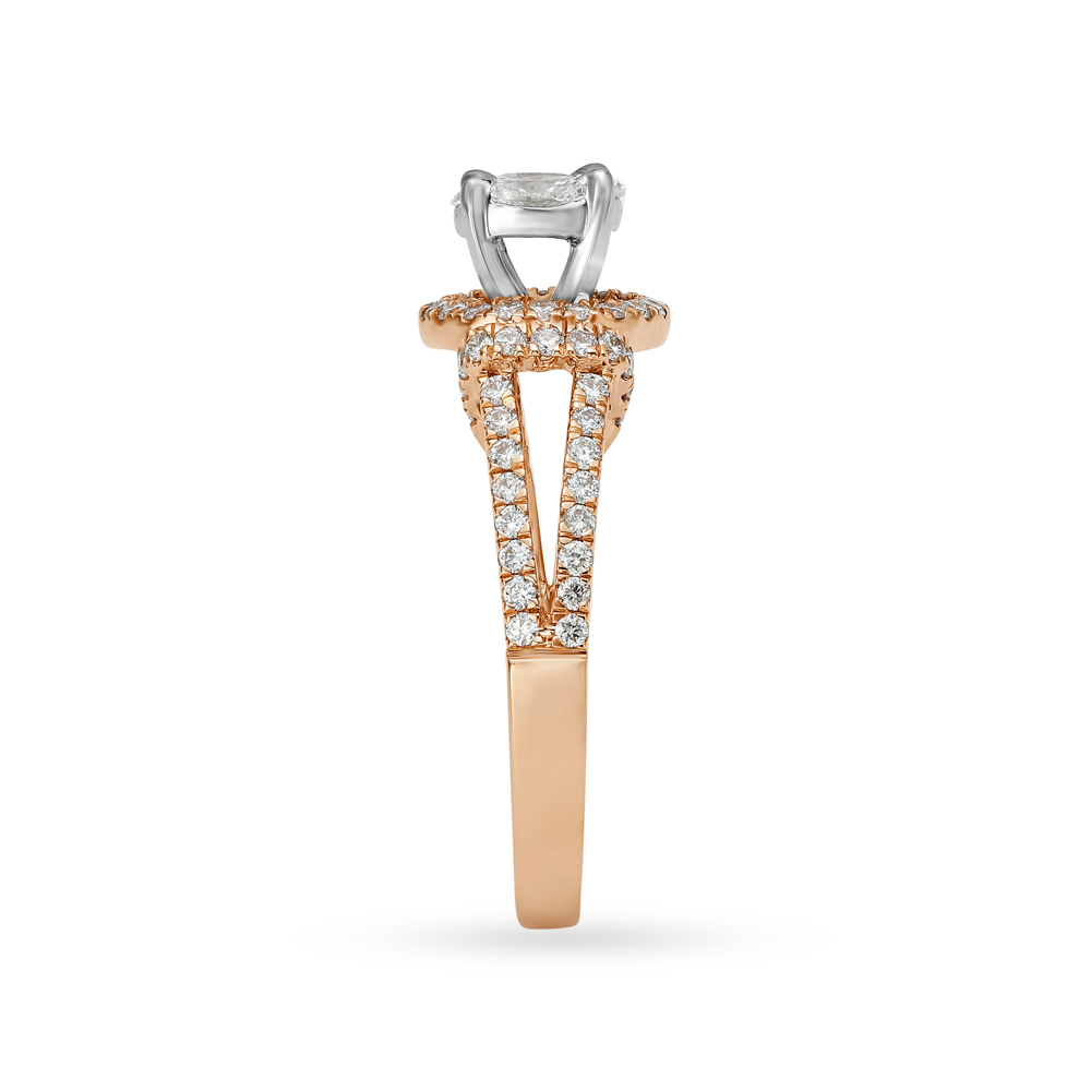 Regal 18 Karat White And Rose Gold And Diamond Finger Ring,,hi-res image number null