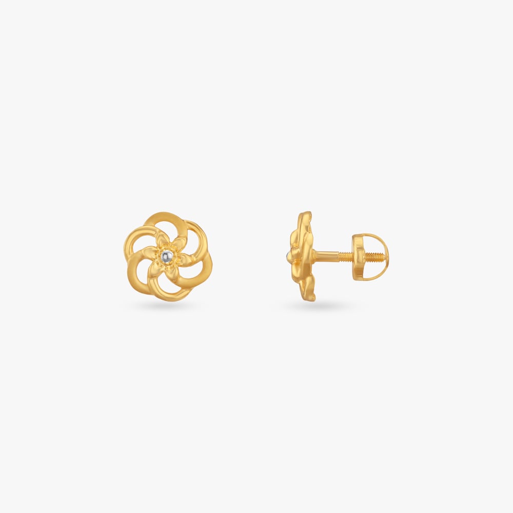 

Twirl Blossom Gold Stud Earrings for Kids