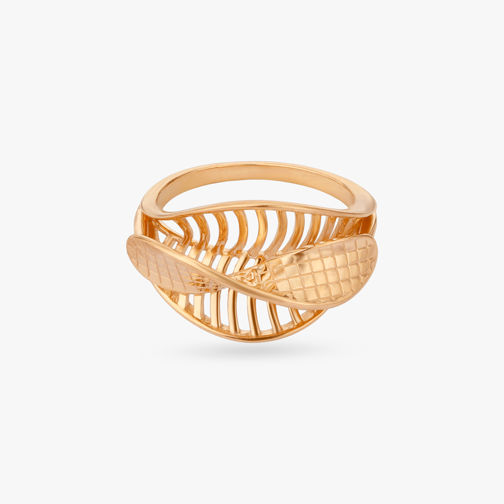 Vein Crossover Gold Ring,,hi-res image number null