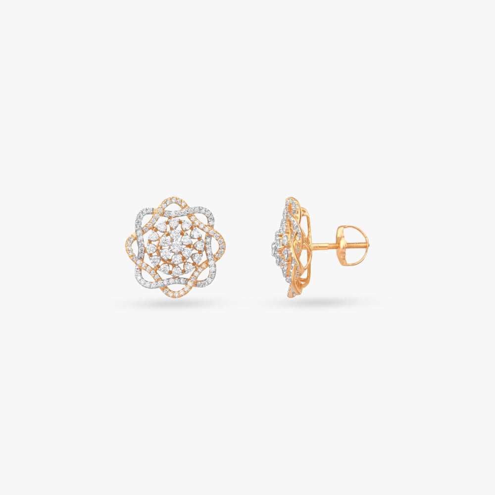 Entwined Bloom Diamond Stud Earrings,,hi-res image number null