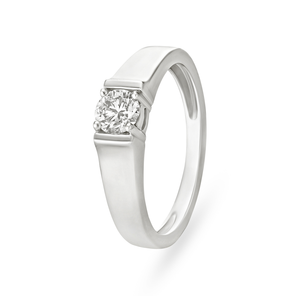 Sleek Platinum and Diamond Ring